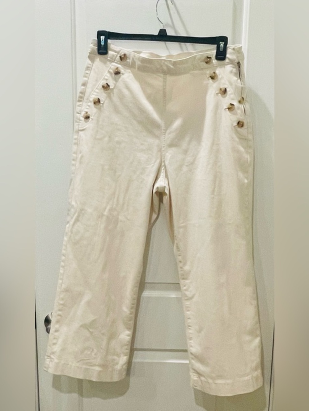 NEW…LC Lauren Conrad Cream High-Waist Button Detail Pants